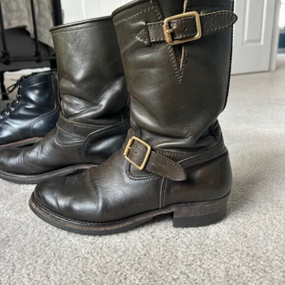 ECO HORSE ENGINEER BOOTS[ EB-01 ] | Y Y\'2 Leather Olive Eco Horsehide Engineer Boots